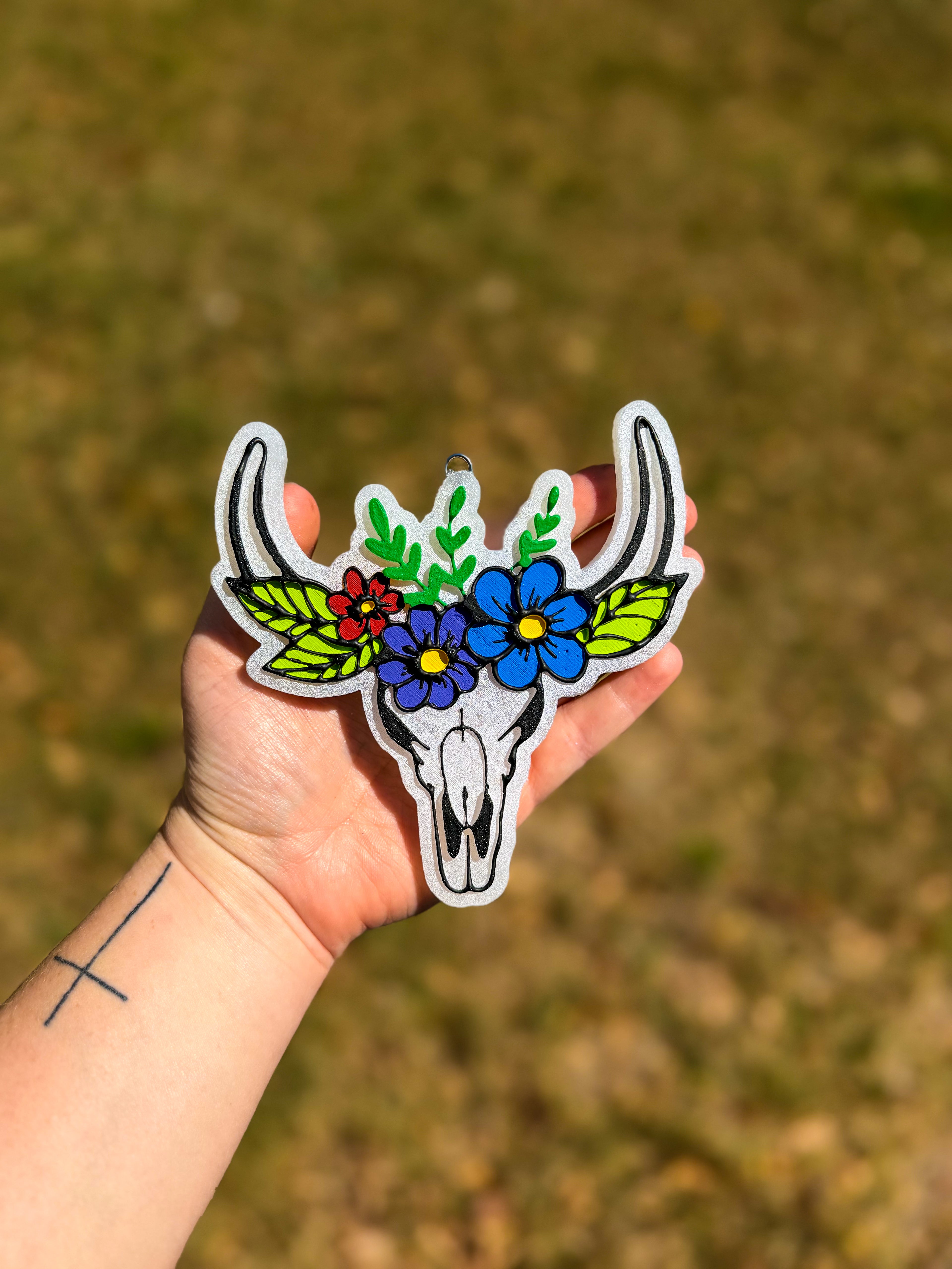 Floral Bull Skull - Diva