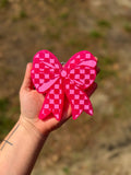 Checkered Bow - Cotton Candy