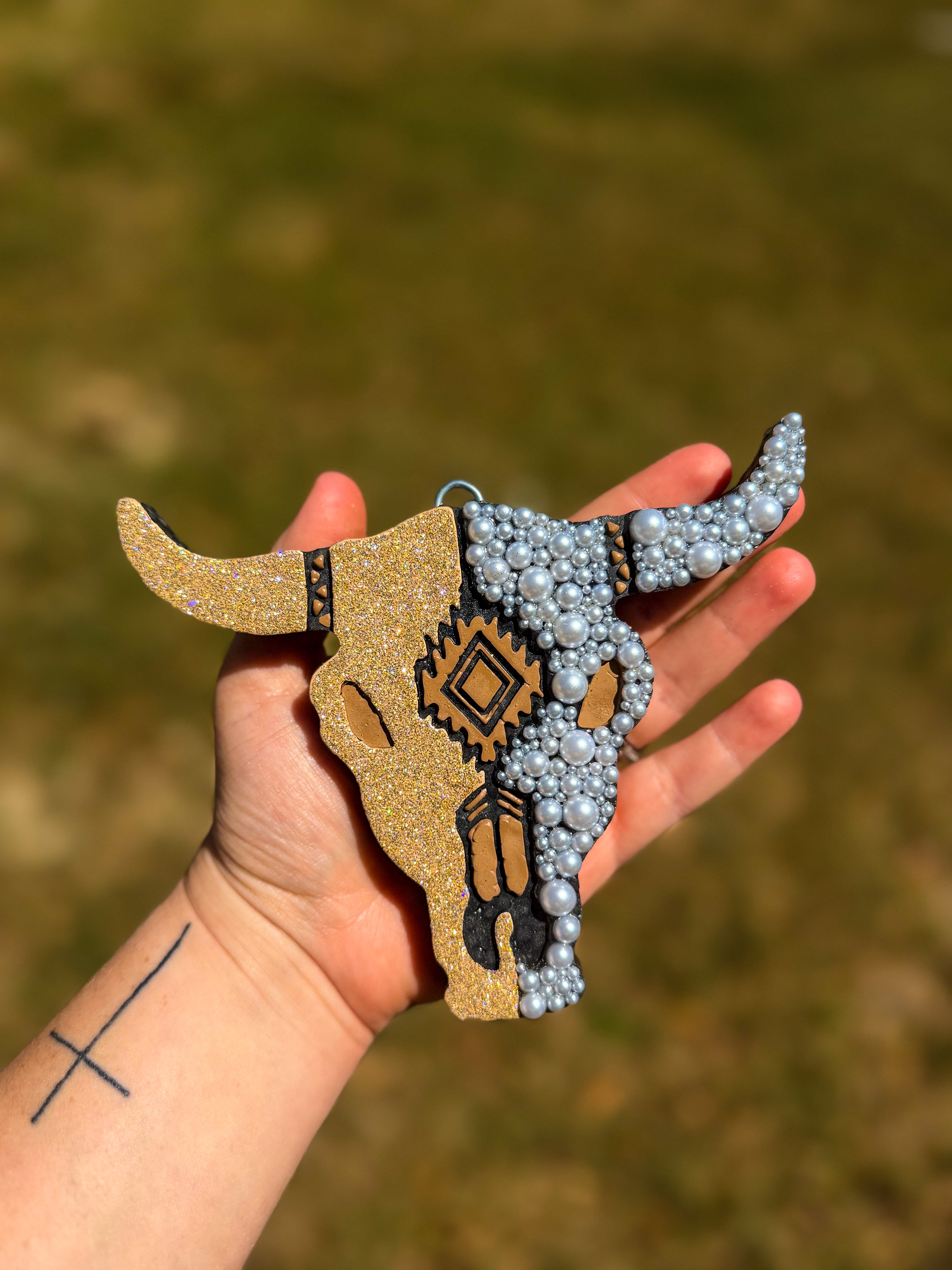 Longhorn Bull Skull - Cotton Candy