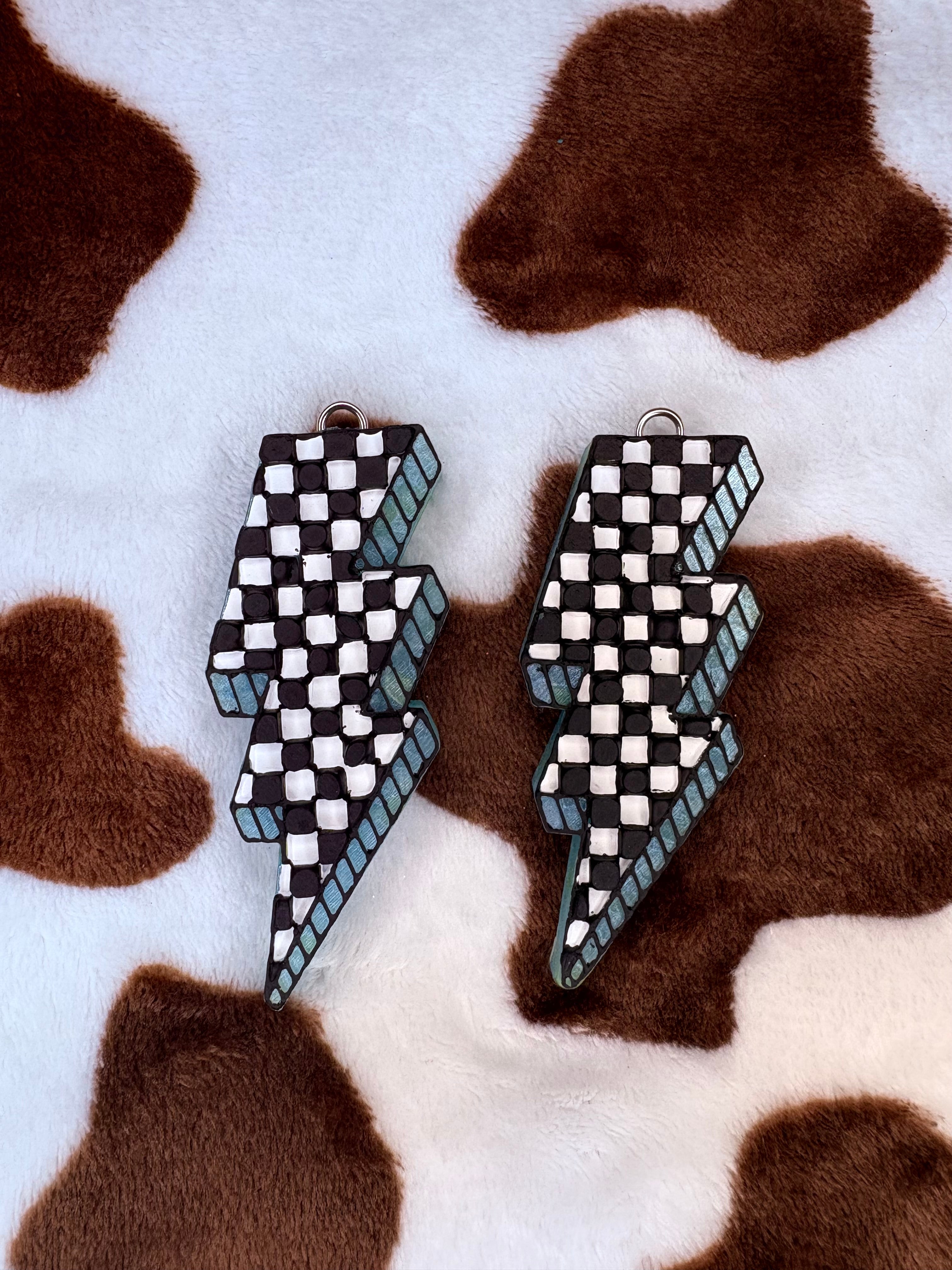 Checkered Lightning Bolts Vents - Cowboy Britches