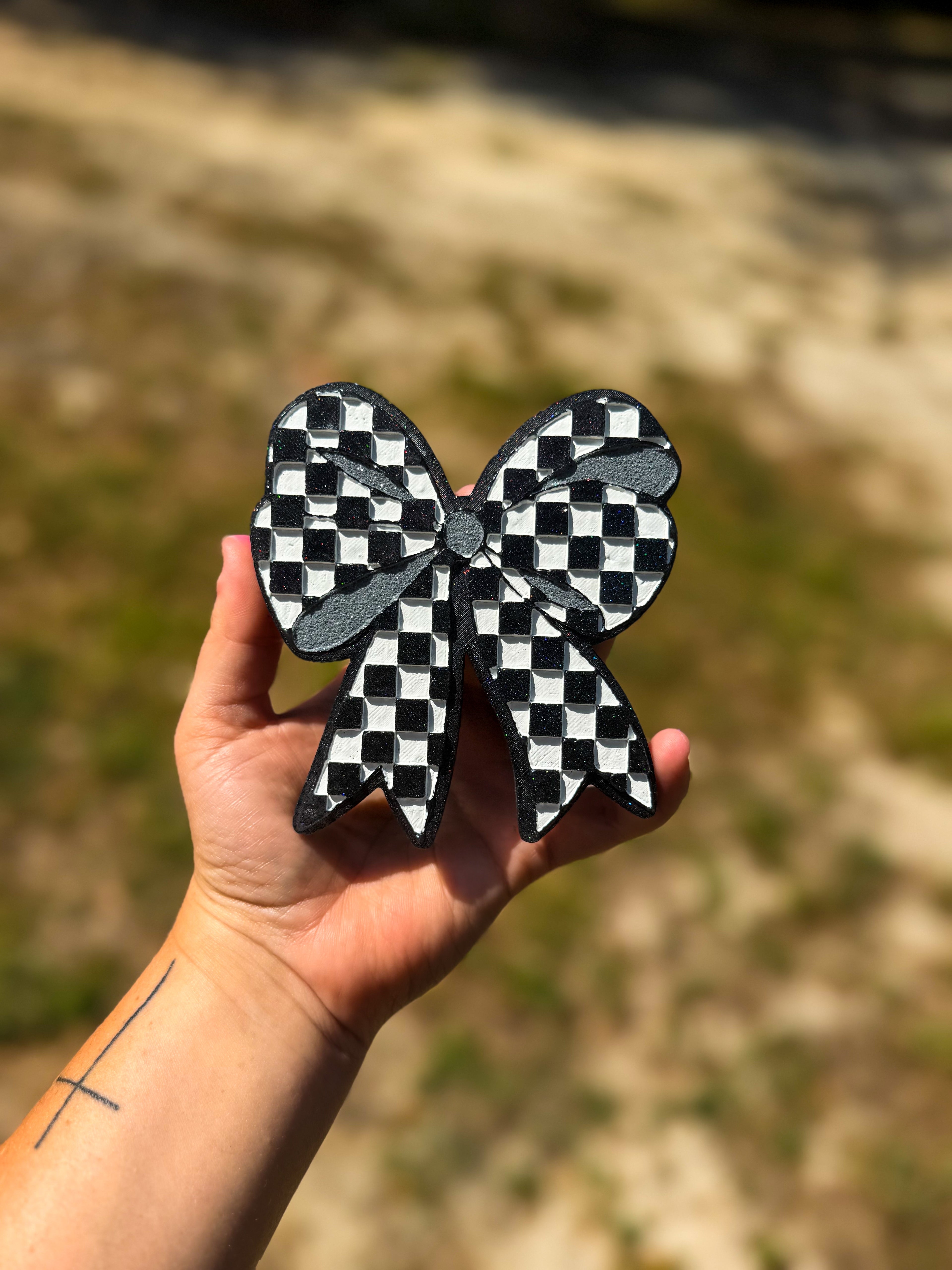 Checkered Bow - Blue Hawaiian