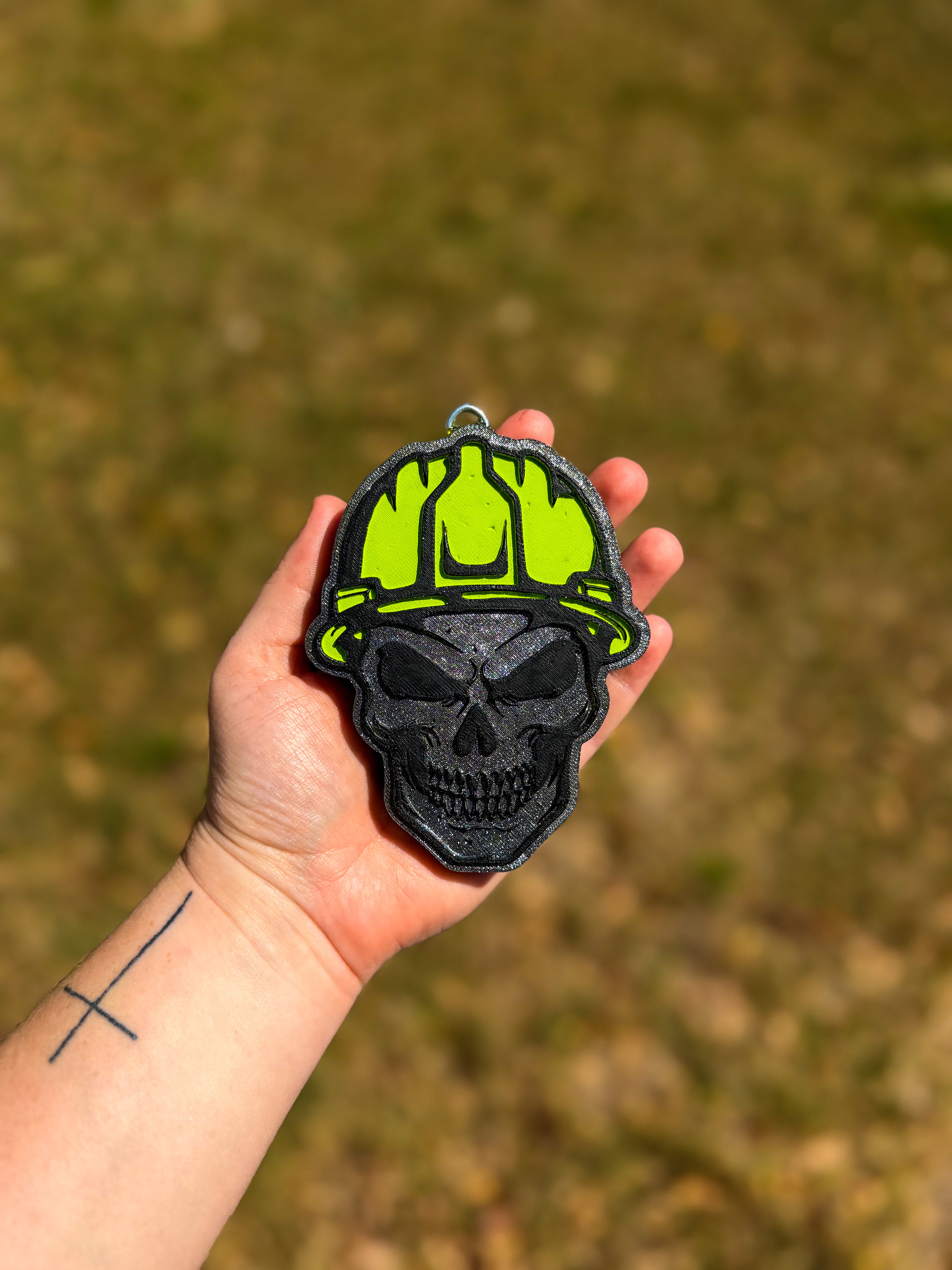 Skull w/ Hard Hat - Leather