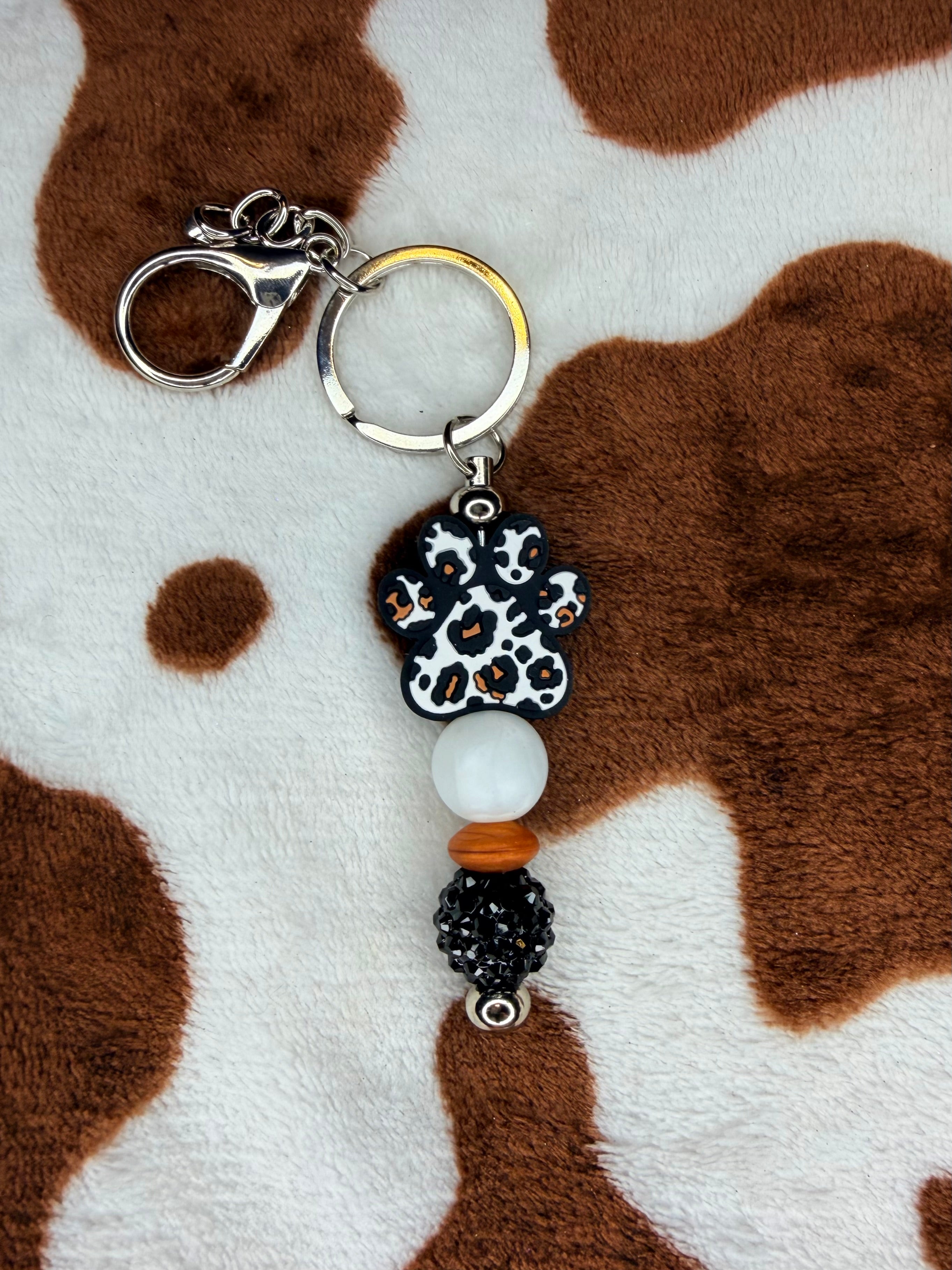 Leopard Dog Paw Keychain