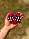 Checkered Flag Heart - Strawberry Leather